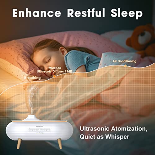 Oval Diffusers For Essential Oils Large Room, 6×10Ml Aromatherapy Oils, 350Ml Ultrasonic Cool Mist Humidifier With Speaker, White Noise Machine, Waterless Auto Shut-Off, Led Night Light #TOP2