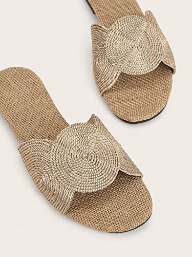 OYOANGLE Women's Round Decor Open Toe Flat Sandals Solid Casual Summer Outdoor Boho Beach Slides2