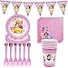 Princess akcesoria imprezowe na urodziny dziecka, talerze księżniczki, kubki, serwetki, urodziny, zestaw dekoracyjny na urodziny dziecka, temat, karnawał dla 6 gości