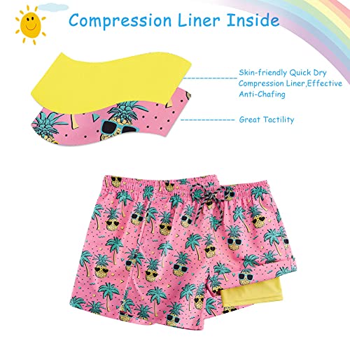 Image of Cozople Boys Swim Trunks Compression Liner Swim Shorts Quick Dry Bathing Suit with Boxer Brief Swimwear 2-20T
