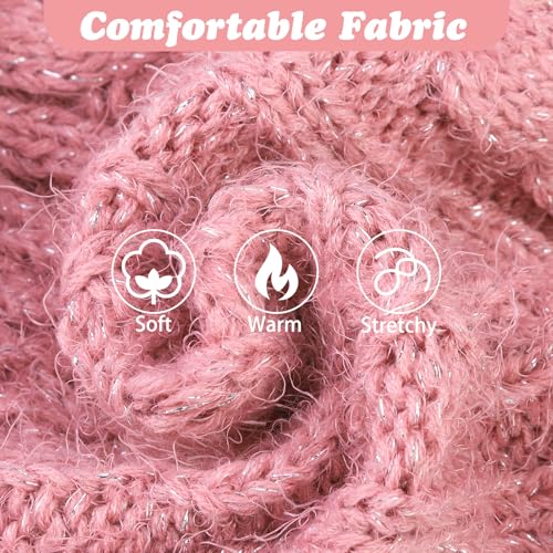 Image of Turtleneck Small Dog Sweaters - Valentine Classic Cable Knitwear Winter Coat for Small Medium Dogs Male Female Puppy Dog Cold Weather Clothes Girls Boys, Light Pink, S /M
