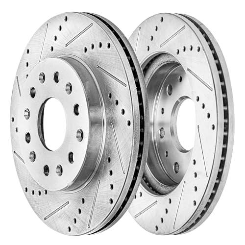Image of Detroit Axle - Brake Rotors for Toyota Tundra Sequoia Lexus LX600 13.94 inch inch Front and 13.19 inch inch Rear Drilled and Slotted Disc Brake Rotors Replacement