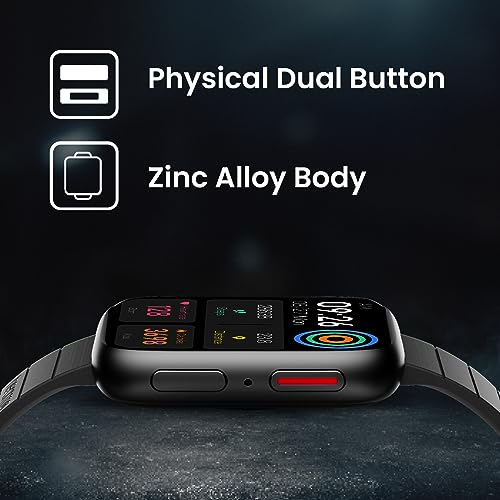 Image of HearFit Rex 1.90 inch Display Smart Watch, Bluetooth Calling, 120+ Sports Modes, Health Suite, Voice Assistance (Black)