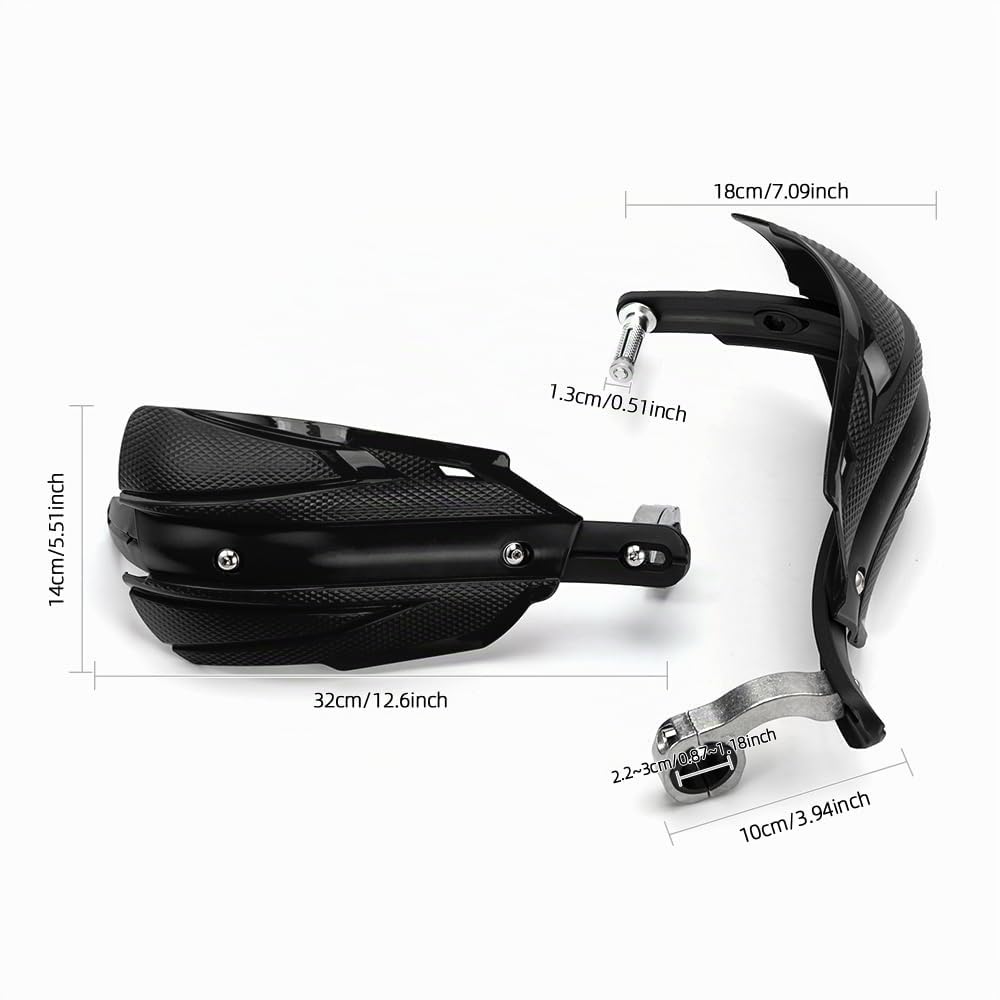 Protège-Mains Moto Universel, 7/8 in (22 mm) ~11/8 in (29 mm) Adapté Aux Motos Tout-terrain et Aux ATVS, Compatible avec Yamaha YZ250 YZ250F TW200 XT250 XR650L (Noir)