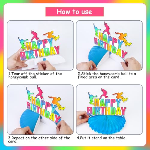 Decoraciones de fiesta de cumpleaños temática salto centros de mesa de panal Jollyboom de 8 piezas 6