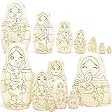 Dimensions parfaites : la plus grande poupée mesure 13 cm, la plus petite mesure 2 cm. Lot de 7 poupées vierges en bois