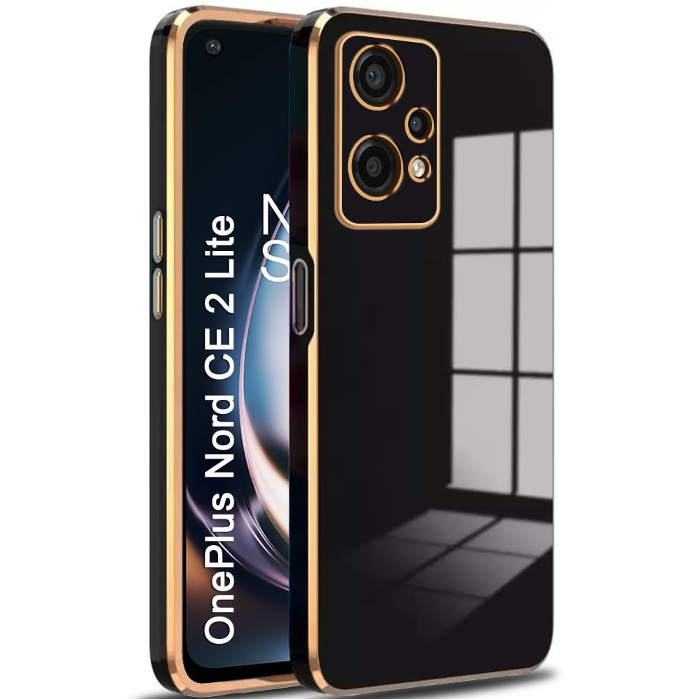 TheGiftKart Luxurious Golden-Plated Back Cover Case for OnePlus Nord CE 2 Lite 5G | Raised Lips for Camera & Screen Protection | Shockproof Design | Back Cover for OnePlus Nord CE 2 Lite (TPU, Black) (B0CSXGYP5X) Amazon Price History, Amazon Price Tracker