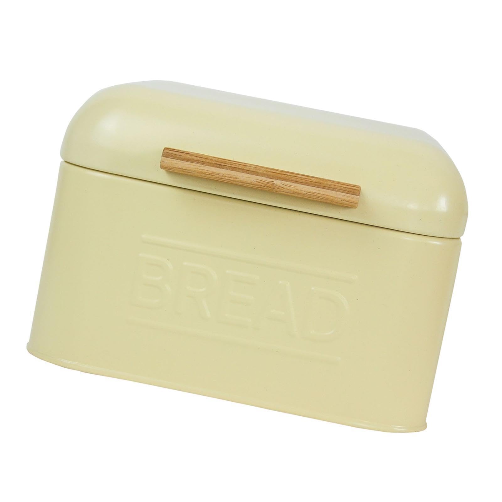 Pixzcsa Light Yellow Versatile Food Storage Room Bread Box Counter Bread Box Holding Snacks Pastries And Breads Made Of Sturdy Iron Kitchen Iron Storage Container 20X20x14cm
