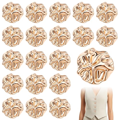 Ouligay 20 PCS Gold Buttons for Blazer Irregular Shape Metal Buttons Vintage Brass Shank Button Zinc Alloy Sewing Button for Suit Coat Shirt Jackets Craft 0.91in