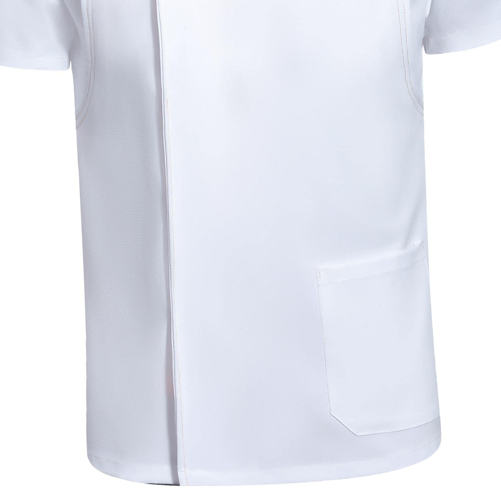 Chaqueta de Uniforme, Chaqueta Profesional de Manga Corta con Práctico Bolsillo, Tejido Cómodo, Adecuada para Restaurantes, Hoteles, Panadería