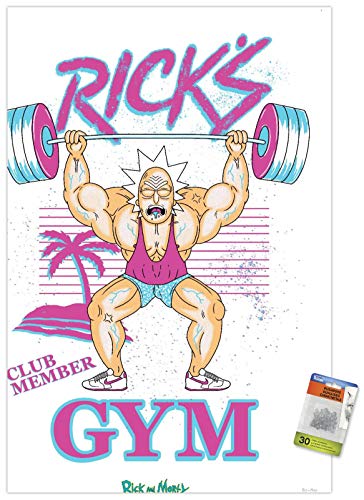 Poster Rick and Morty Rick's Gym grand format avec ses punaises de fixation