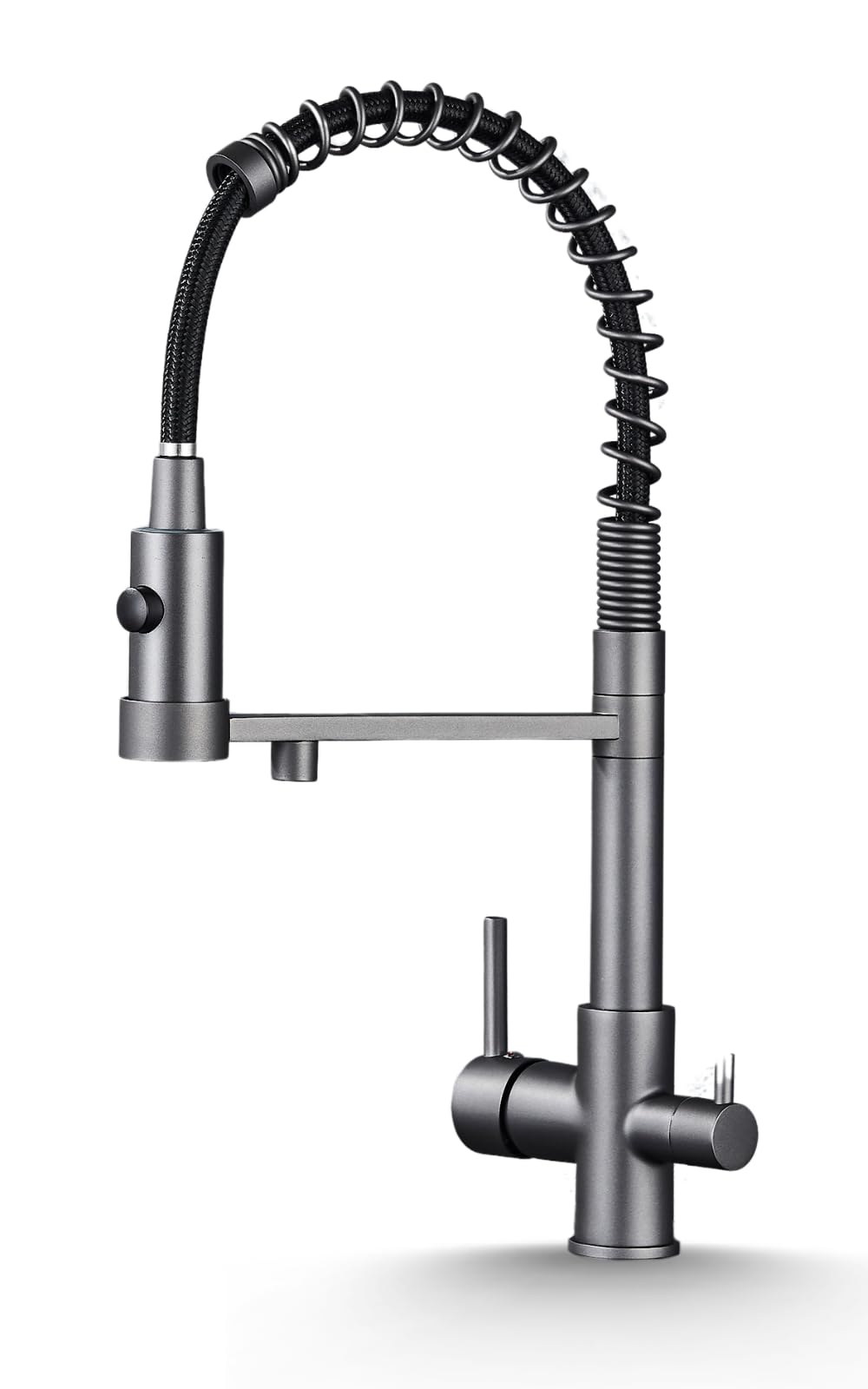 Grifo de cocina de 3 vías Solid Spring con sistema de filtro de agua Aquaphor Morion 101S RO, ósmosis inversa, filtro para debajo de la mesa de 0,0005 µm, depósito de 5 L, 190 l/día, ducha extraíble