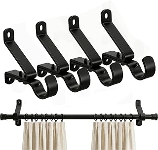 Curtain Rod Brackets 30LB Heavy Duty Adjustable Curtain Rod Holders 4 Pack | 1 in rod fit, locking bolt stability, screw-mounted support for blackout curtains, drapes, living rooms, bedrooms, offices