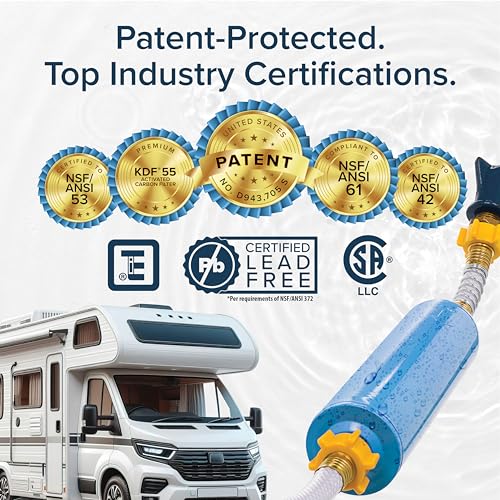 Image of Camco TastePURE Water Filter, 6-Step Filtration | For RV | Flexible Hose Protector | Made in USA | 40043