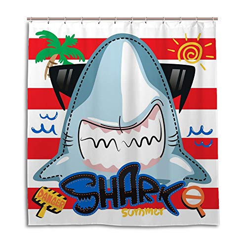 Rideau de douche requin imperméable polyester 150x180 rideau baignoire - 5
