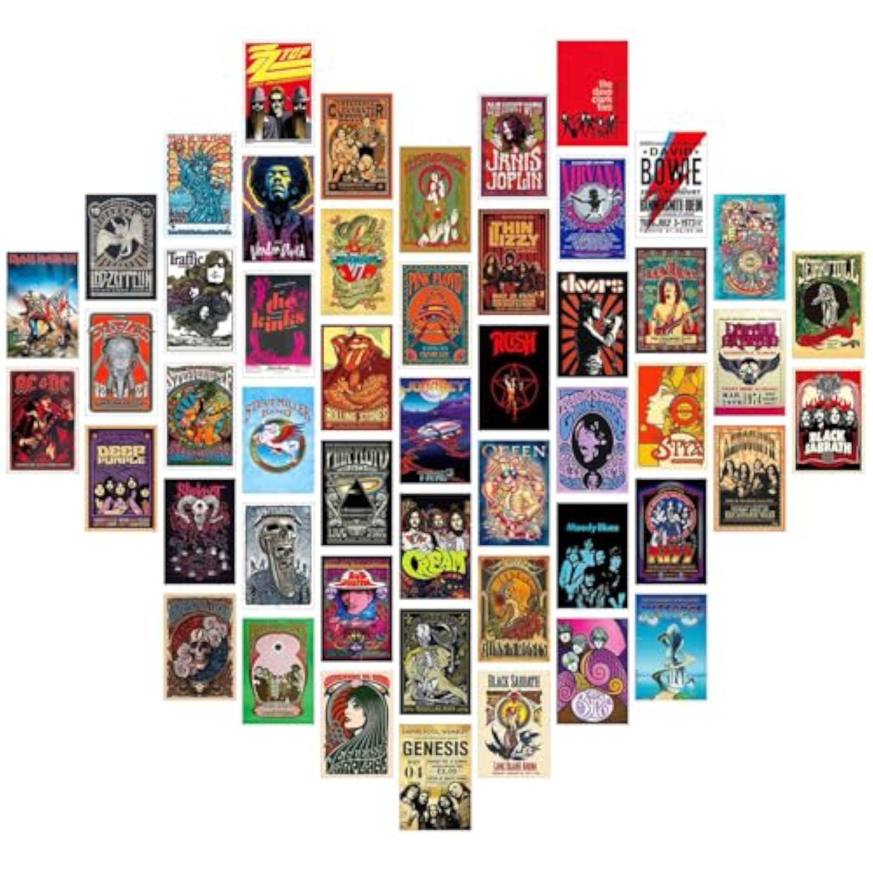 BDSHUNBF Kit de collage de pared de rock vintage, pósteres de banda de rock para estética de habitación de los años 90, decoración de pared de álbum de concierto de música retro (4x6 pulgadas