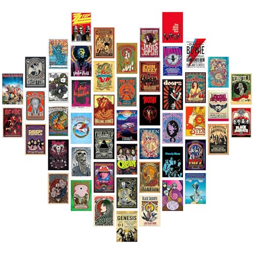 BDSHUNBF Kit de collage mural vintage, affiches de groupe de rock pour chambre, esthétique album de concert rétro 90s, décoration murale (10,2 x 15,2 cm)