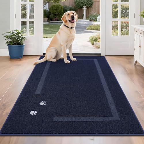 BEQHAUSE Dog Door Mat for Mud Paws Dirt Trapper Doormat Non-Slip Entryway Rugs Absorbent Welcome Mat Washable Indoor Floor Mat Low-Profile for Front D