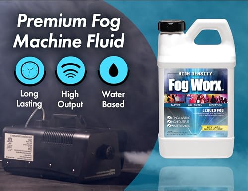 Image of FogWorx Extreme High Density Fog Juice - Long Lasting, High Output, Water Based Fog Machine Fluid - Half Gallon, 64oz (Pack of 2)