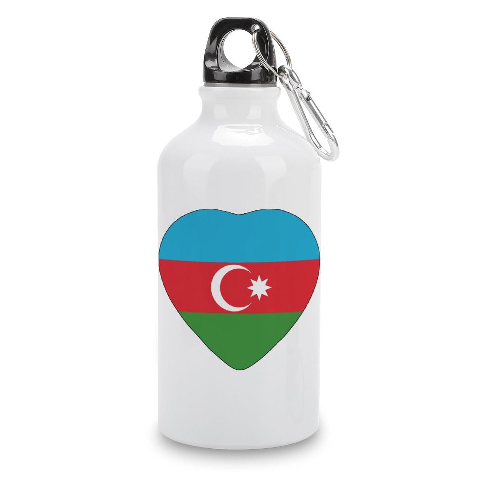 Guangpat Azerbaijan Flag Aluminum Water Bottle Azerbaijan Portable Leakproof Cycling Water Bottle with Carabiner Clip & Sport Top Tumbler for Office Gym Outdoor Sports 14 OZ