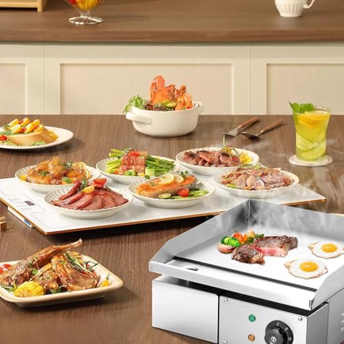Nonstick Electric Griddle | Nonstick Countertop Griddle Commercial Electric Griddle,Stainless Steel Heavy Duty Hot Plate with Adjustable Temperature 90°F-575°F for Restaurant
