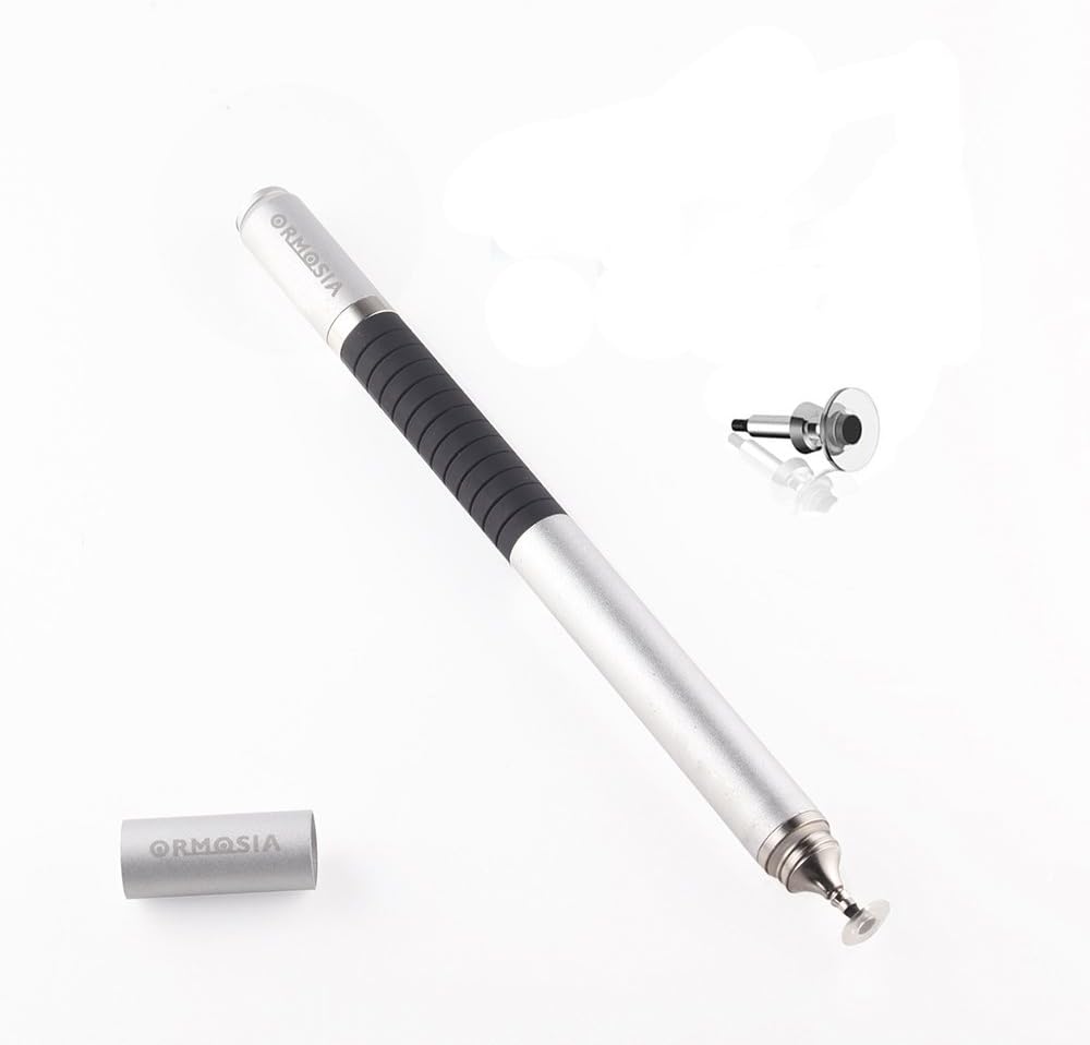 Ormosia Precise Point Stylus Pen Version 2.0 Dual Purpose [Touch Control] [Water-Based] for All Capacitive Touch Screen Smartphones,Tablets PC(Silver)