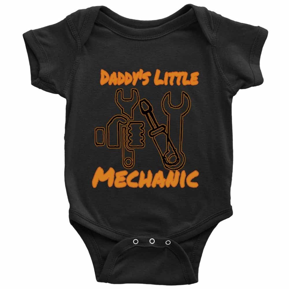 tiansiaben Daddy's Little Mechanic' Infant Cotton Newborn Baby Bodysuit Romper Black Short Sleeve 3-6 Months