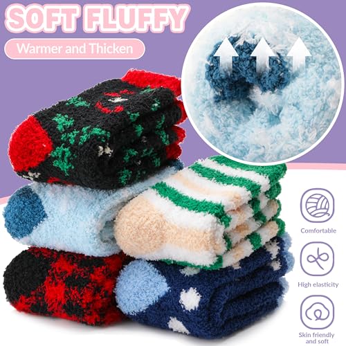 Image of Fuzzy Slipper Socks Thick Fluffy Warm Winter Cozy Plush Soft Sleep Home Socks for Women Men
