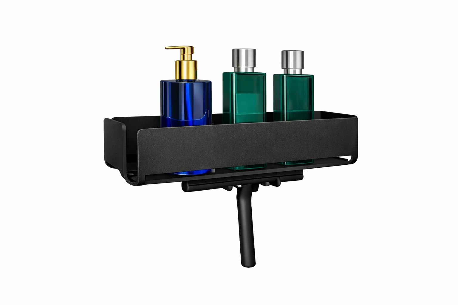 Radius PURORAGGIO Duschablage ohne Bohren – selbstklebendes Duschregal aus Aluminium – Badablage für Shampoo, Duschgel & Seife – moderne Wandablage für Dusche & Bad (Schwarz/ 30 cm)