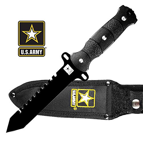 Falcon U.S.Army Licensed Military Tactical Combat Knife, with Saw-Back Spine. for Camping, Hunting