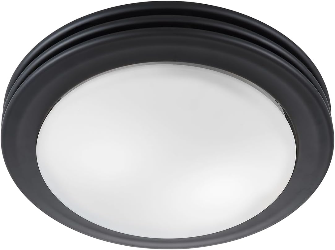 Good Housekeeping 90054z Yorkshire Decorative Bathroom Ventilation Exhaust Fan and Light, Medium, Matte Black