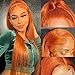 GJRainDY Ginger Wig - Synthetic Lace Front Wig for Women, Long Straight, Orange, Heat Resistant, Light Auburn, Cosplay, Party, Halloween, Daily Use