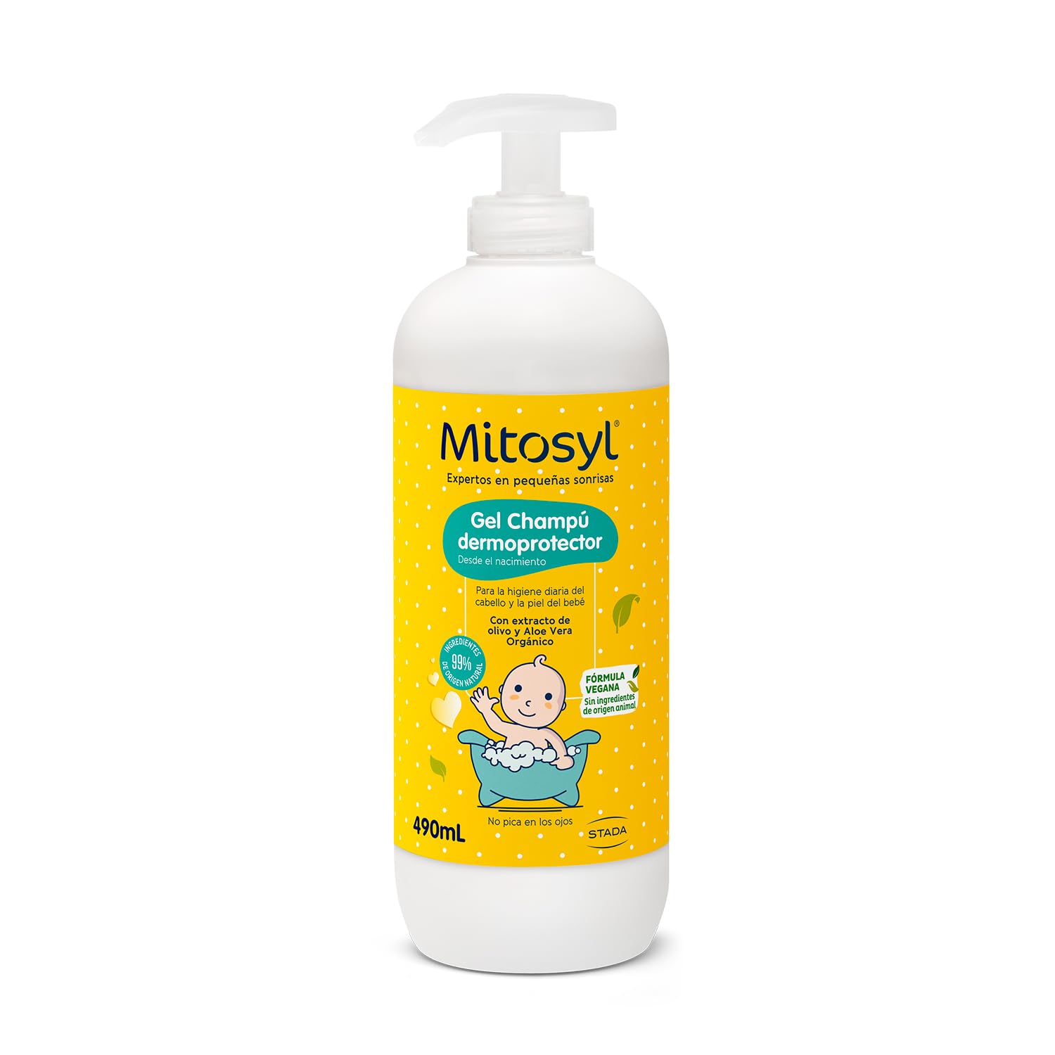 Mitosyl Gel Champú para Bebé - para piel sensible - Formula Vegana - 490ml