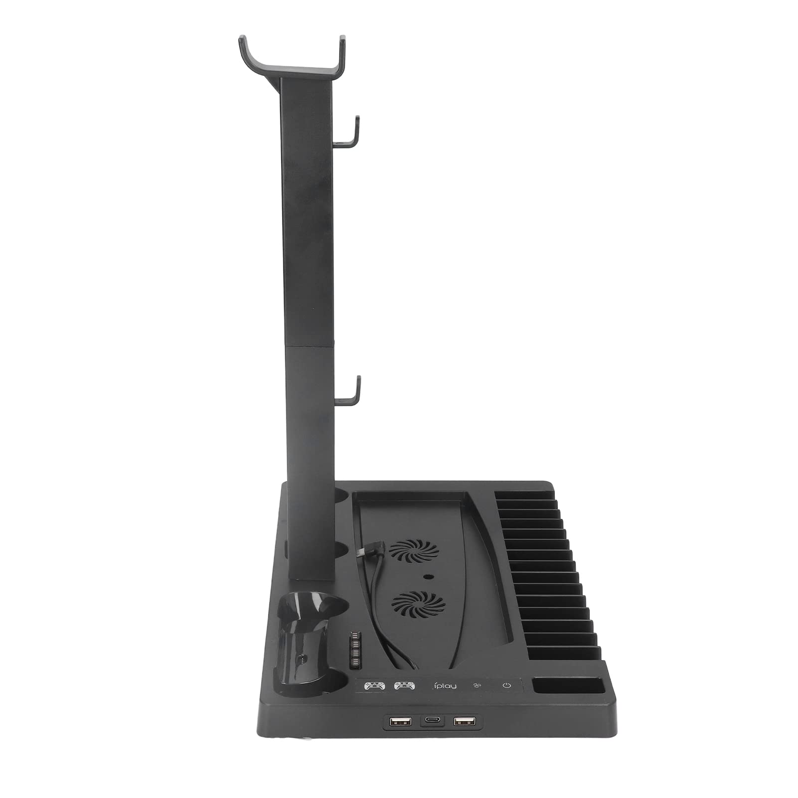 para Ventilador de Refrigeración PS5, para Soporte Vertical PS5 con Ventilador de Refrigeración, Estación de Carga con Cargador de Controlador Dual, Soporte para Auriculares,