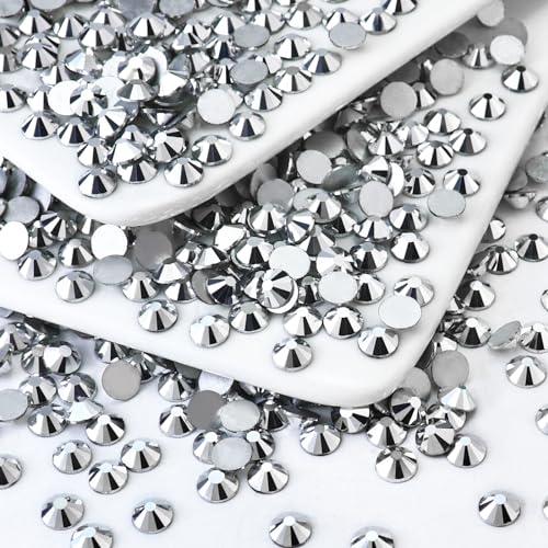 Image of SS4 /1440PCS Flatback Crystal Rhinestones Round Gems for Nail Art and Craft Clothes Glue Fix, Mine Silver (1.5-1.7mm)