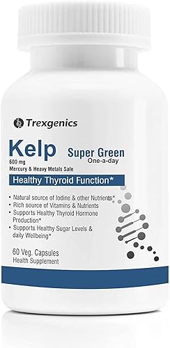 PUB Trexgenics Extracto de algas superverdes, apoyo tiroideo, vegano y sin gluten (60 Vcaps)