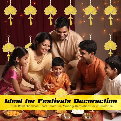 Smizzy Floral Wall Lotus Hangings Temple Pooja Room Decoration Items | Haldi Marriage |Flower Wedding Housewarming Party Indian Diwali Decor Gift Item(Pack of 7, 10 INCH, Mustard Yellow)