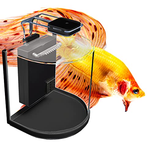 Aquatop Pisces Curved Bowfront Aquarium, 5 Gallons, 53Gph, Bundle Includes Heater & Filter Pads #TOP5