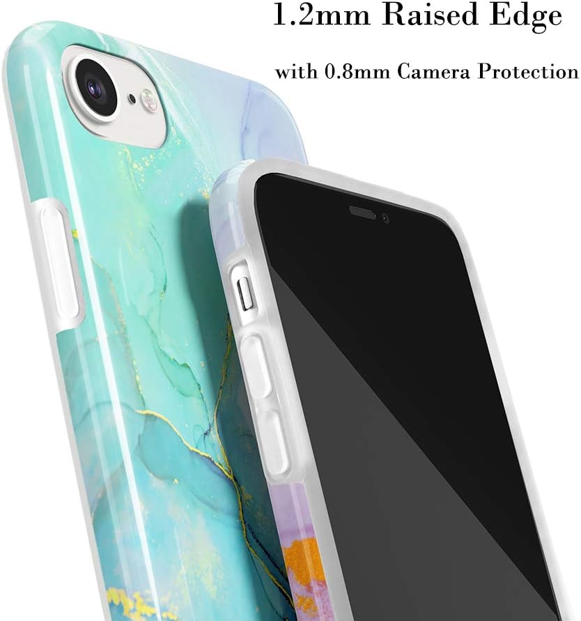 uCOLOR Gradient Mint Marble Case Compatible with iPhone 6S/6/8/7/SE 2nd/SE 3 (2022) 4.7" Cute Protective Case Matt Slim Soft TPU Silicon Shockproof Cover