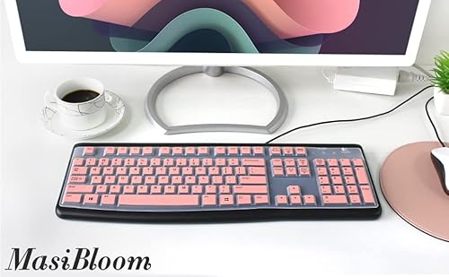 Silicone Keyboard Cover Skin For Logitech K120 & Mk120 Ergonomic Desktop Usb Wired Keyboard Waterproof Protector Accessories (Pink) #TOP6