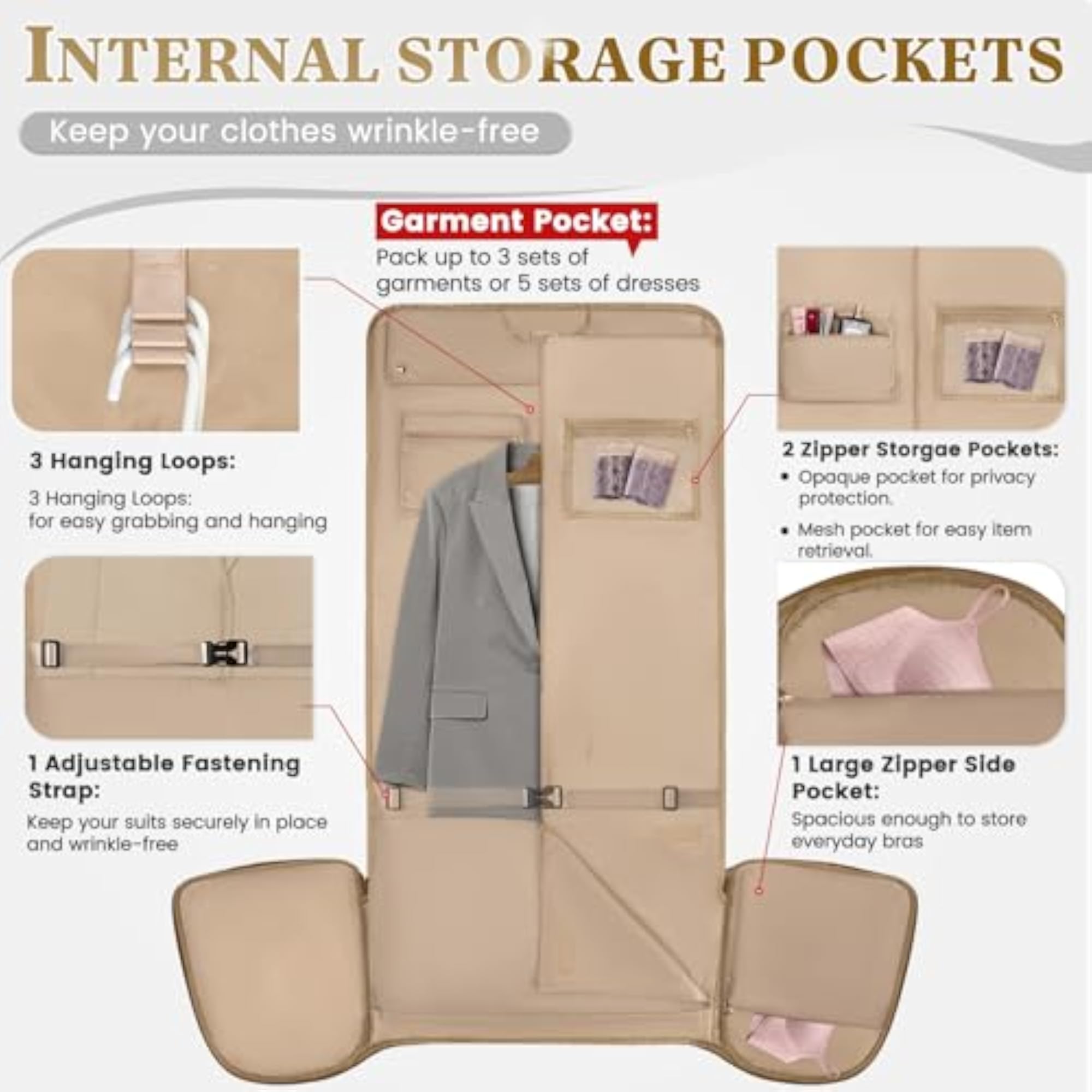 Leather Convertible Garment Duffle Bag for Women