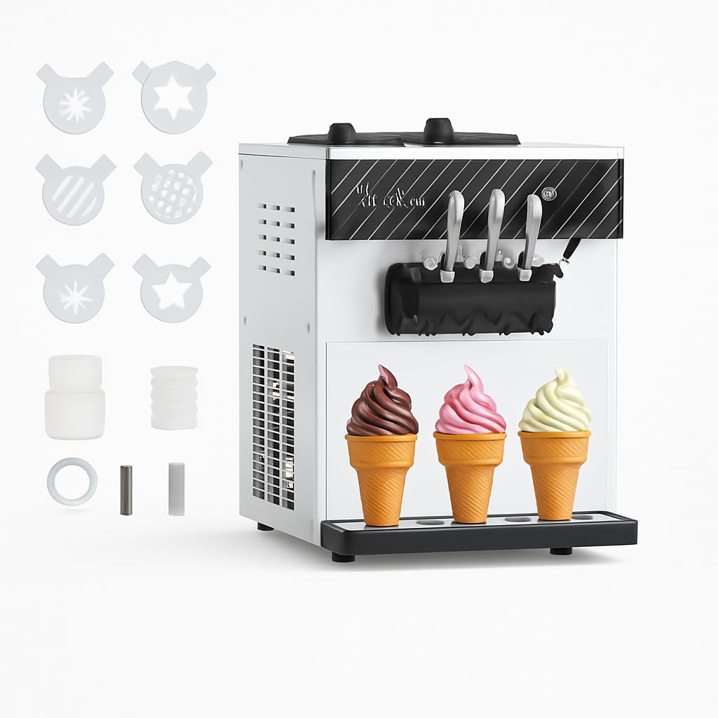Commercial Ice Cream Maker Machine 2200W Soft Serve Ice Cream Machine 5 3-7 4 Gal Hour LED Display