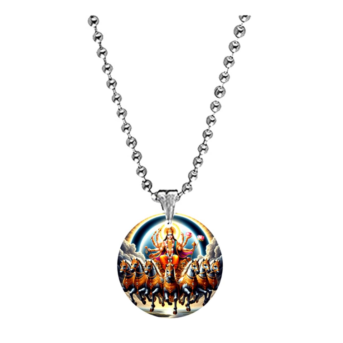 abhiora fashion Lord Sun in Golden Chariot Acrylic Bead Chain Multicolor Pendant for Men and Women Spiritual Divine Jewelry-picture-38