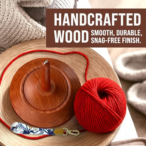 Image of BARVA 2 in 1 Upgraded Table Chunky Yarn Holder 22 Lb & Mini Wristlet Spinner | Bracelet Spindle On the Go for Travel & Car | Wood Crochet Accessories | Compact Fiber Tools | Top Crafts Gifts for Women