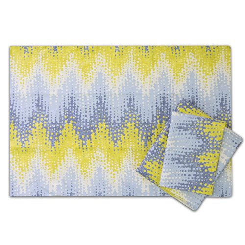 Image of 1500 Supreme Collection Extra Soft Malibu Bright Yellow Blending with Gray Chevron Pattern Sheet Set, Twin- Luxury Bed Sheets Set with Deep Pocket Wrinkle Free Bedding, Twin