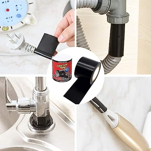 CYSJ Reparatur-Klebeband, 2 pcs selbstverschweißendes Klebeband, wasserdichtes Klebeband, Reparatur-Hafthilfe, schnelles Stoppen bei undichten Stellen Schwarz
