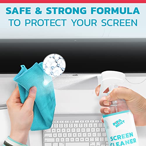 Screen Cleaner Spray, Safe & Streaks Free, TV Screen Cleaner, LCD Screen Cleaner, MacBook, Computer Screen Cleaner for Laptop, Phone, iPad, Smart TV Cleaner, XL Microfiber Cleaning Cloth, 16oz Bottle
