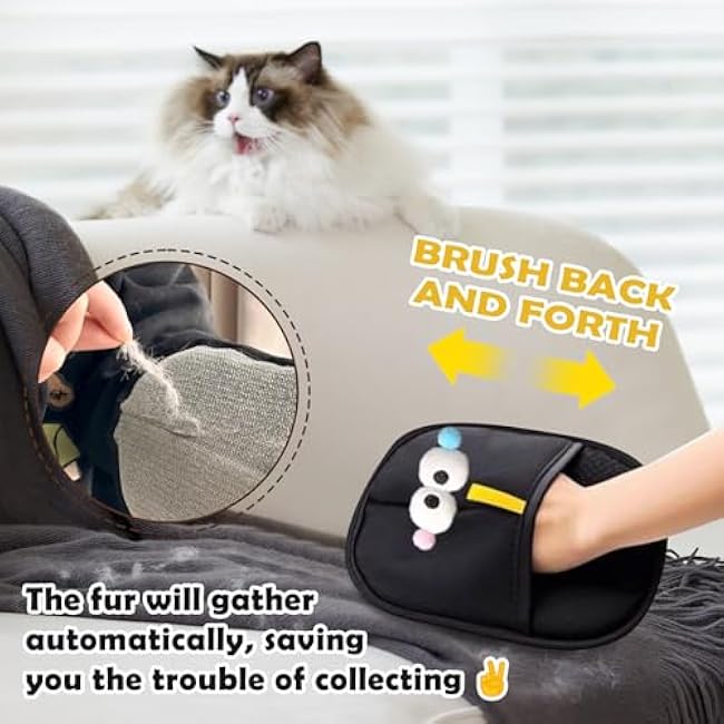 2ps pet hair removal tool, cute cat and dog electrostatic hair removal gloves, reusable electrostatic pet cat and dog hair removal beauty gloves, sofa brush tools, furniture, carpets, car seats (2)-t2RSzCEG