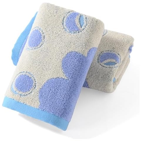 YiLUOMO Blue Hand Towels Floral Bubble Pattern 100% Cotton Super Soft Ultra Absorbent Hand Towels for Bathroom Decorative(2 Pieces, 13" X 29") Cover