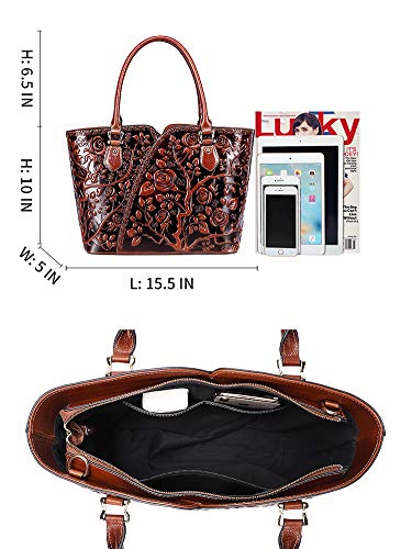 Pijushi Designer Handbags For Women Floral Purses Top Handle Handbags Satchel Bags (22328 Brown) #TOP6